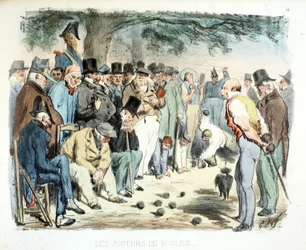 ブール競技の選手たち、パリのさまざまな観客、1854年